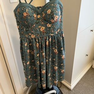 Adorable floral cross back spaghetti strap dress